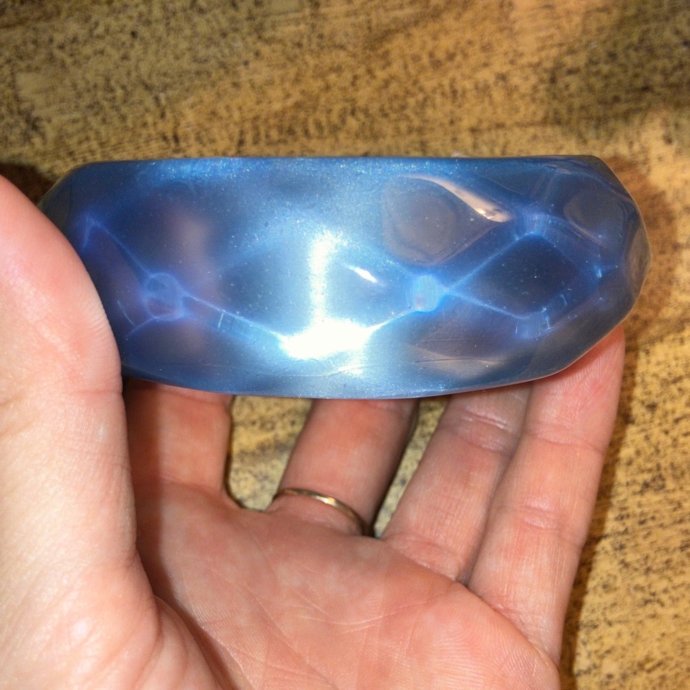 Iridescent Blue Resin Statement Bangle